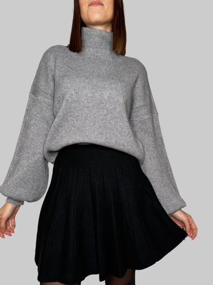 Gonna a pieghe in calda viscosa Nero