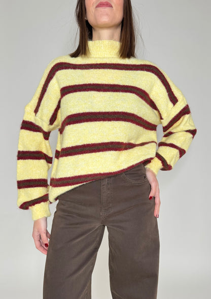 Pullover in misto lana righe giallo