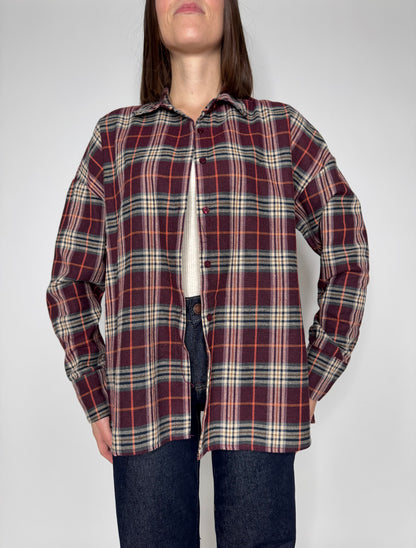 Camicia fantasia check base bordeaux