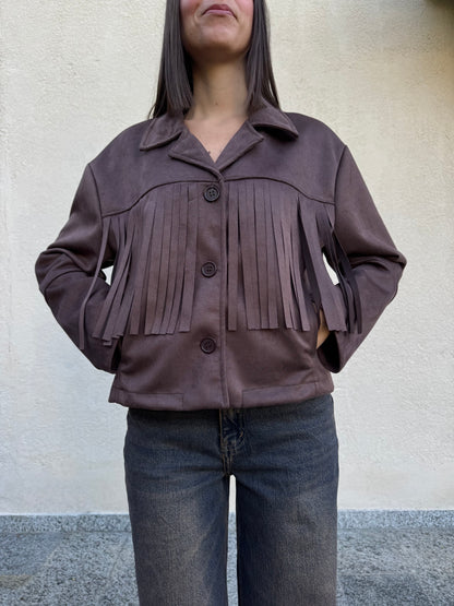 Giacca Suede Frange Moro