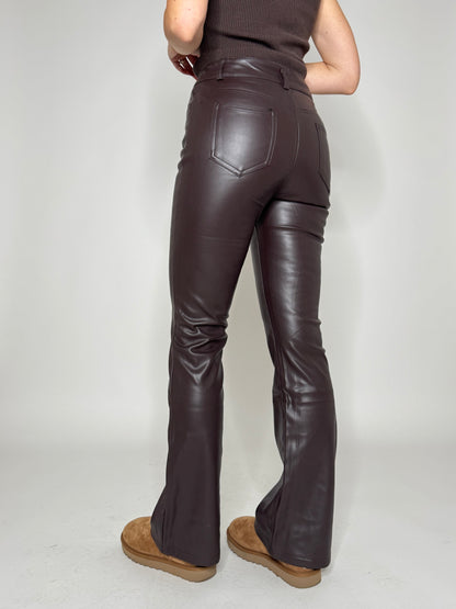 Pantalone Flare in ecopelle testa di moro