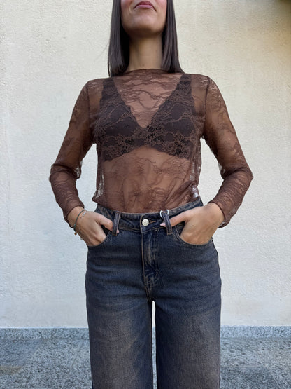 Maglia pizzo Moca mousse