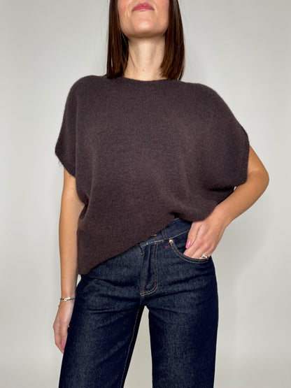 Maglia manica kimono in misto lana e alpaca Ciccolato