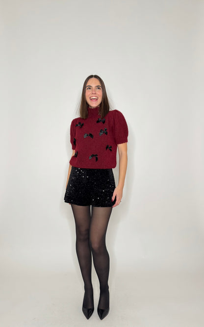 Shorts micro Paillettes Nero