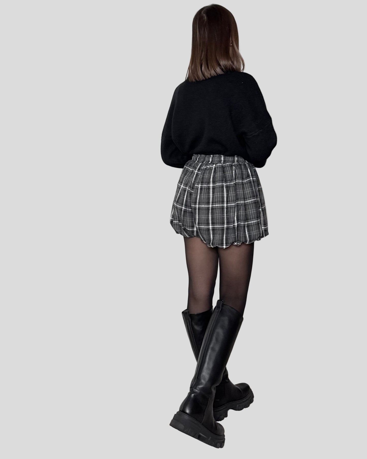 Pantaloncino fantasia scozzese a palloncino base nero