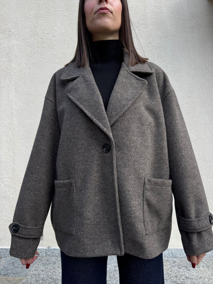 Cappotto corto monopetto moro