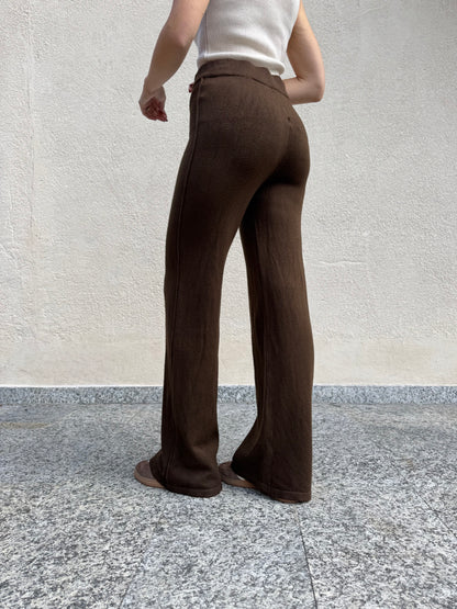 Completo in maglia scollo a v Cioccolato