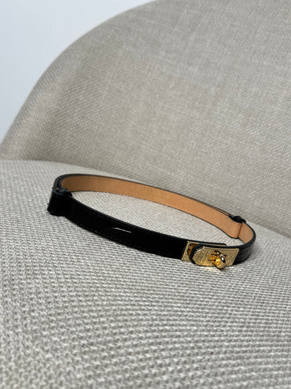 Cintura vera pelle stampa cocco nero lucido regolabile stile Hermes 2cm LIMITED EDITION