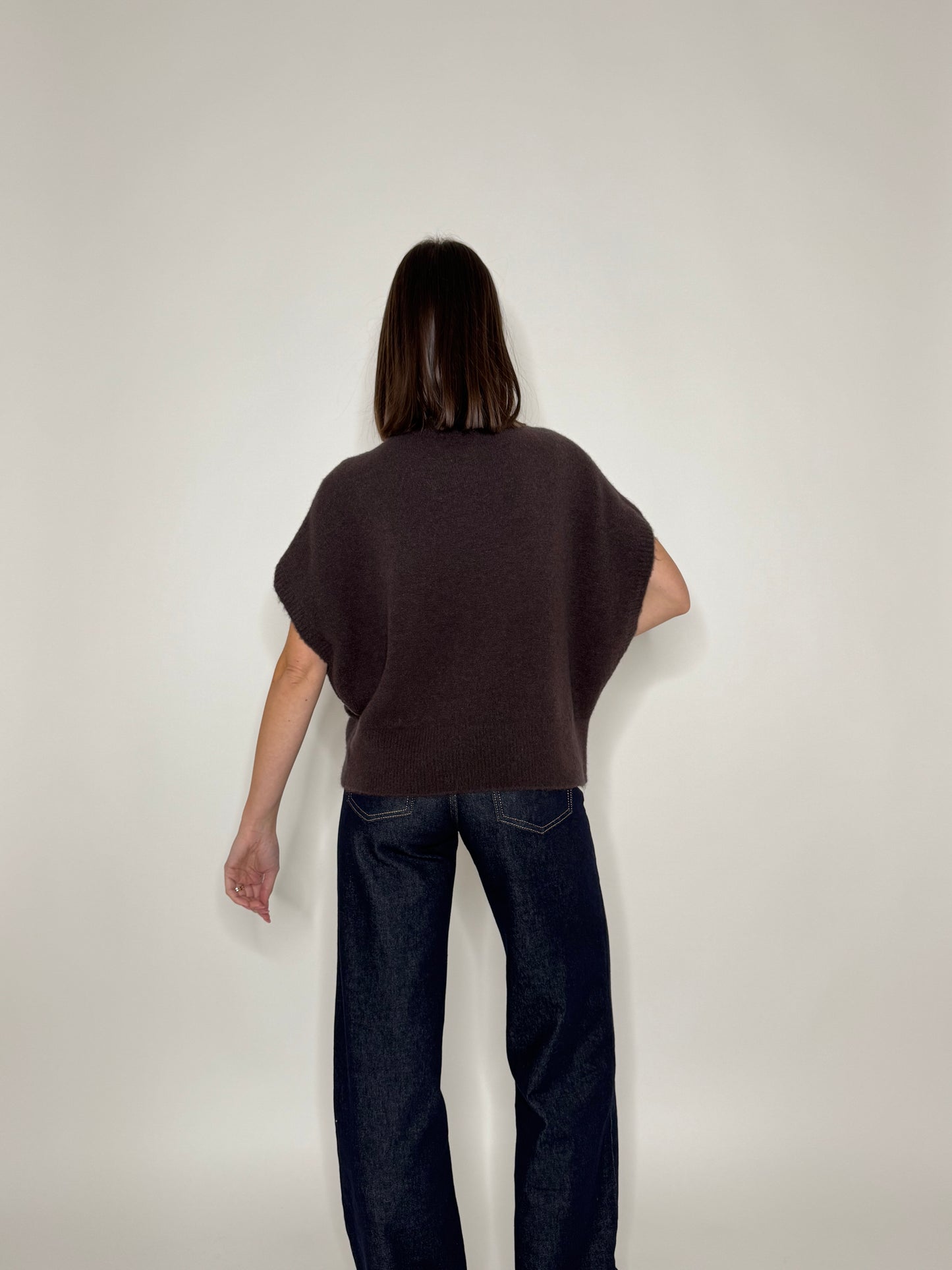 Maglia manica kimono in misto lana e alpaca Ciccolato