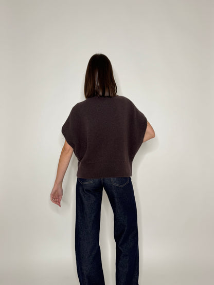 Maglia manica kimono in misto lana e alpaca Ciccolato