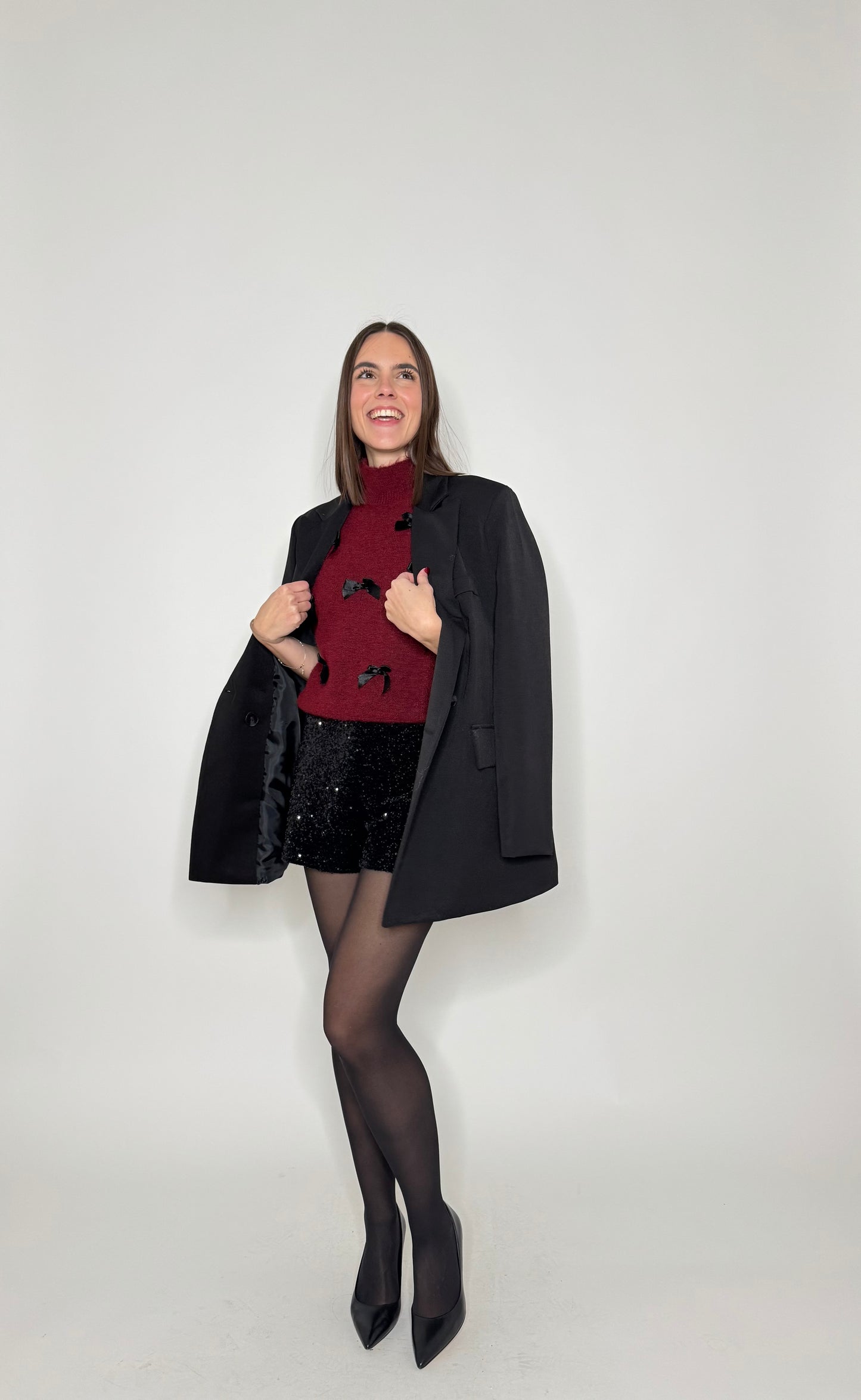 Shorts micro Paillettes Nero