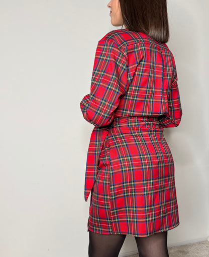 Abito portafoglio tartan in calda viscosa