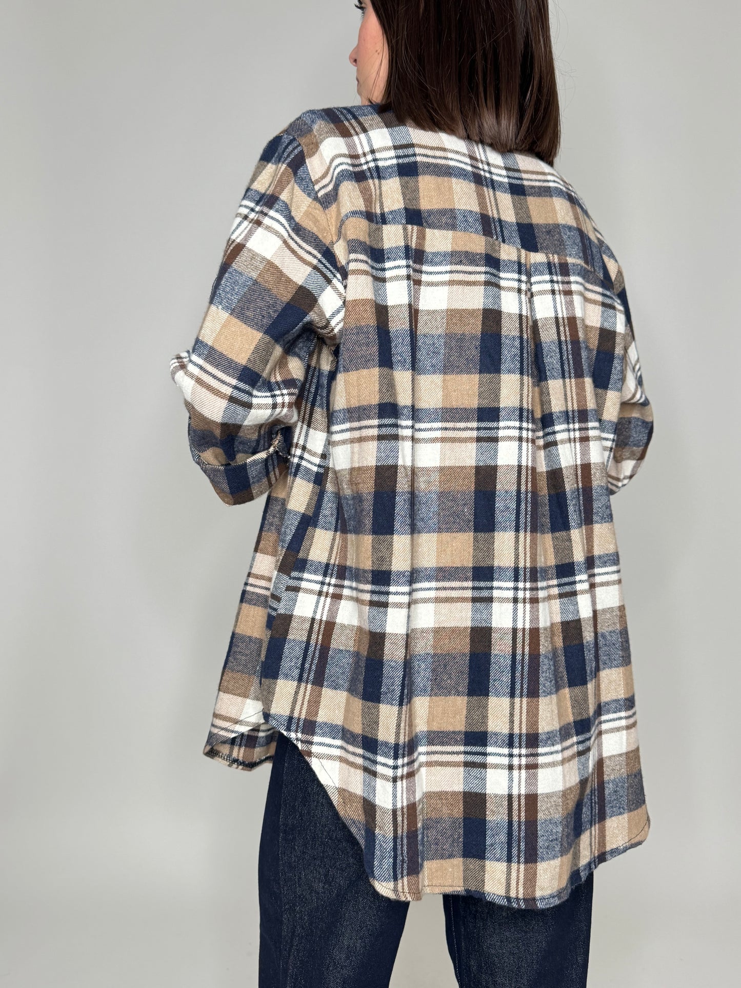 Camicia check in flanella blu/coffe