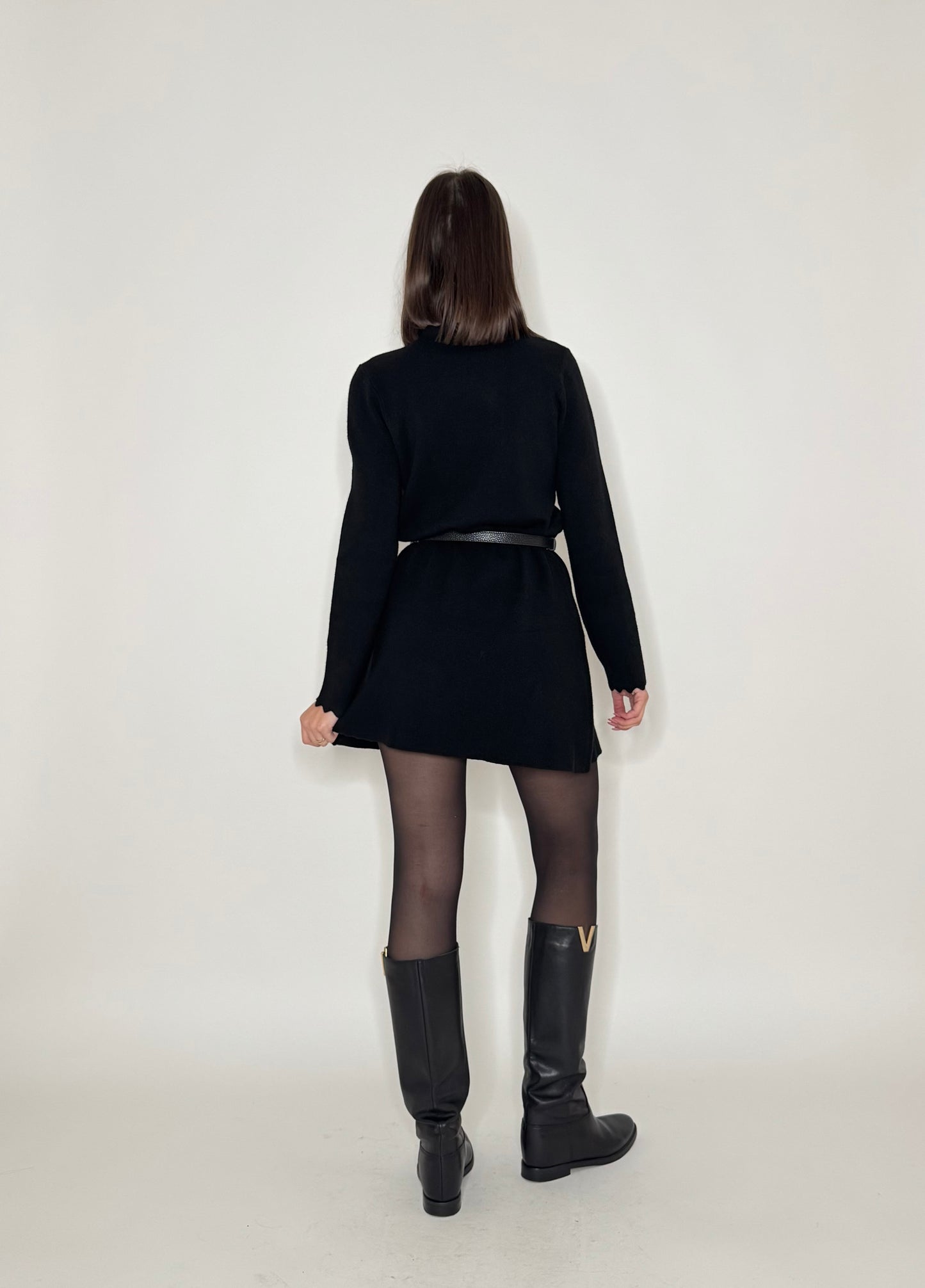 Abito in calda viscosa Zigzag Nero