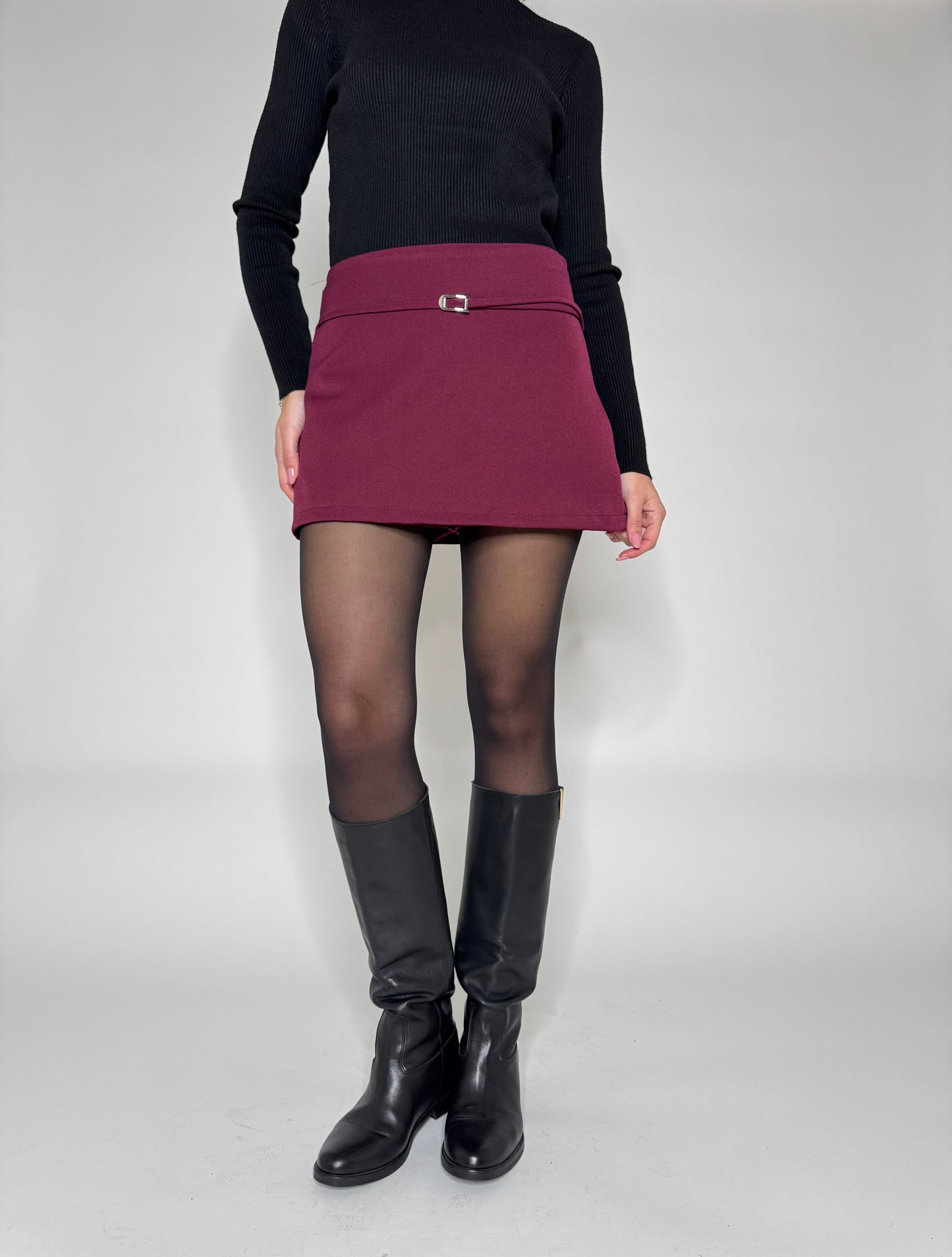 Gonna pantalone Borgogna con cintura