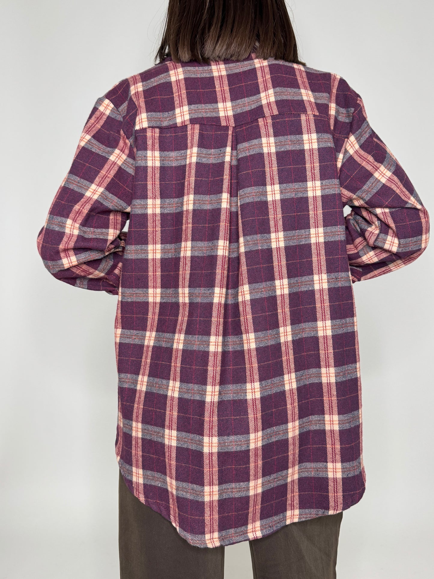 Camicia check in flanella vinaccia
