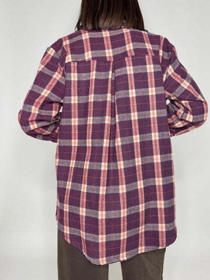 Camicia check in flanella vinaccia