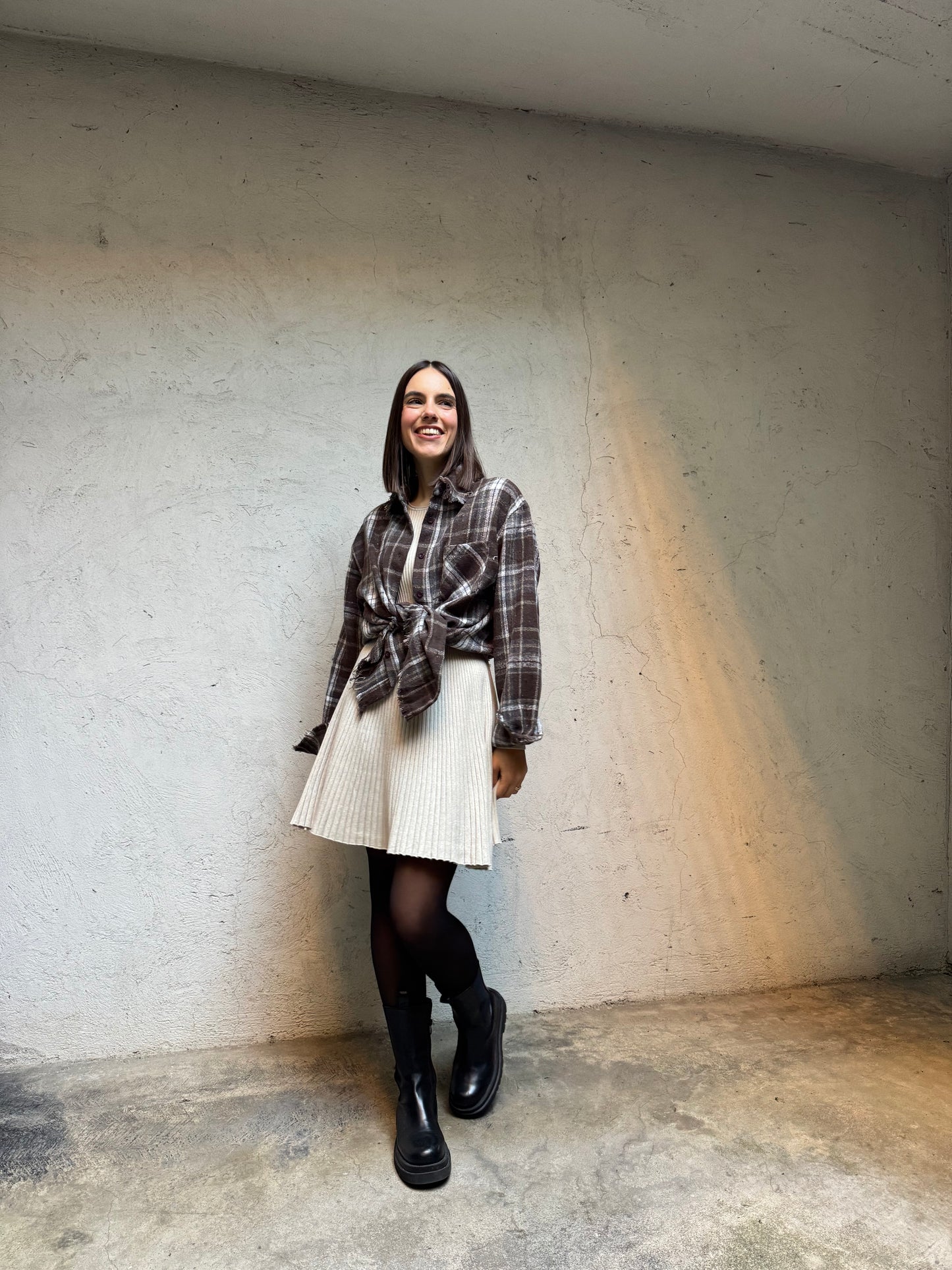 Abito Nina in calda viscosa Tortora