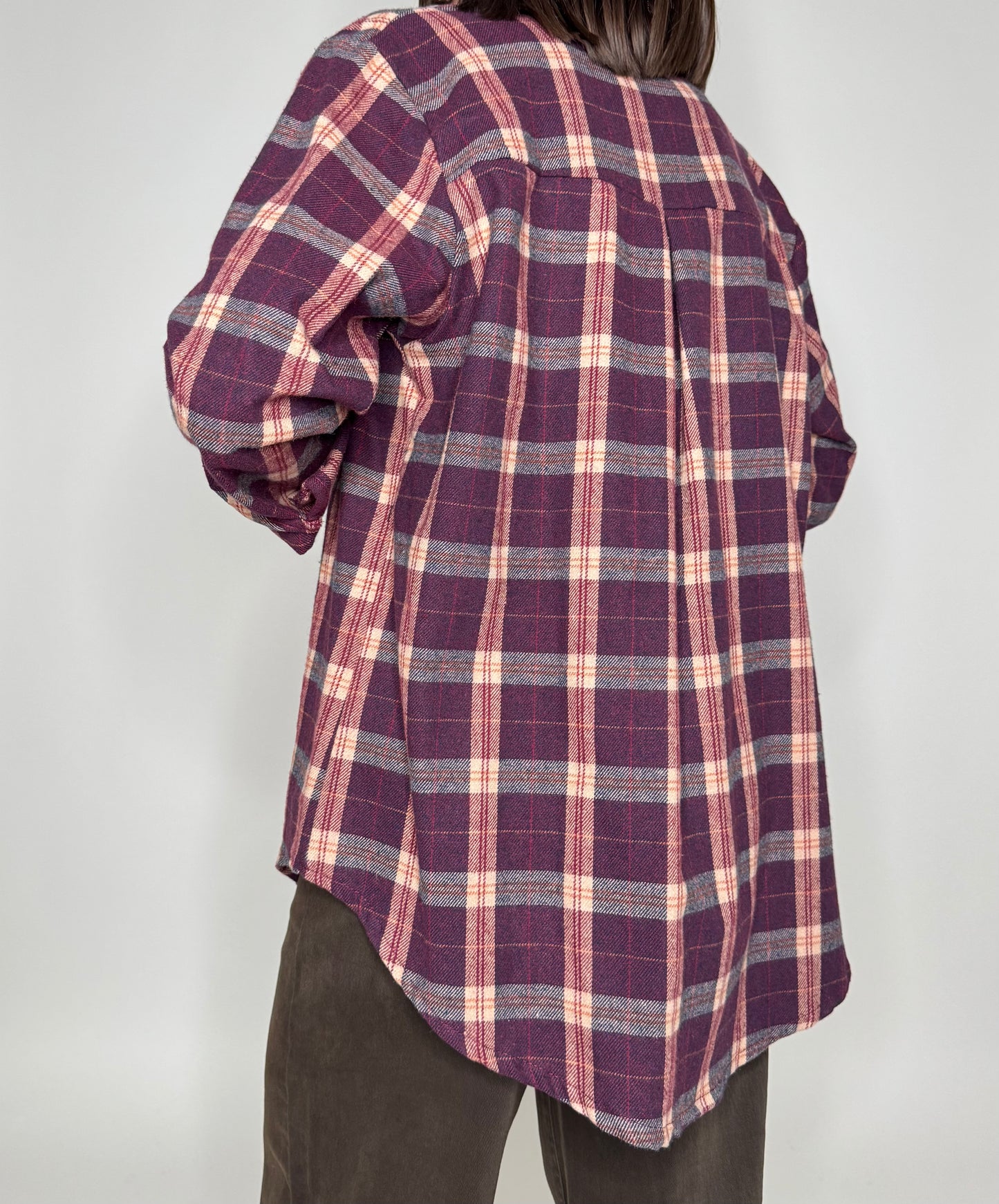 Camicia check in flanella vinaccia