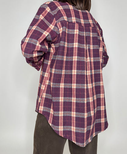 Camicia check in flanella vinaccia