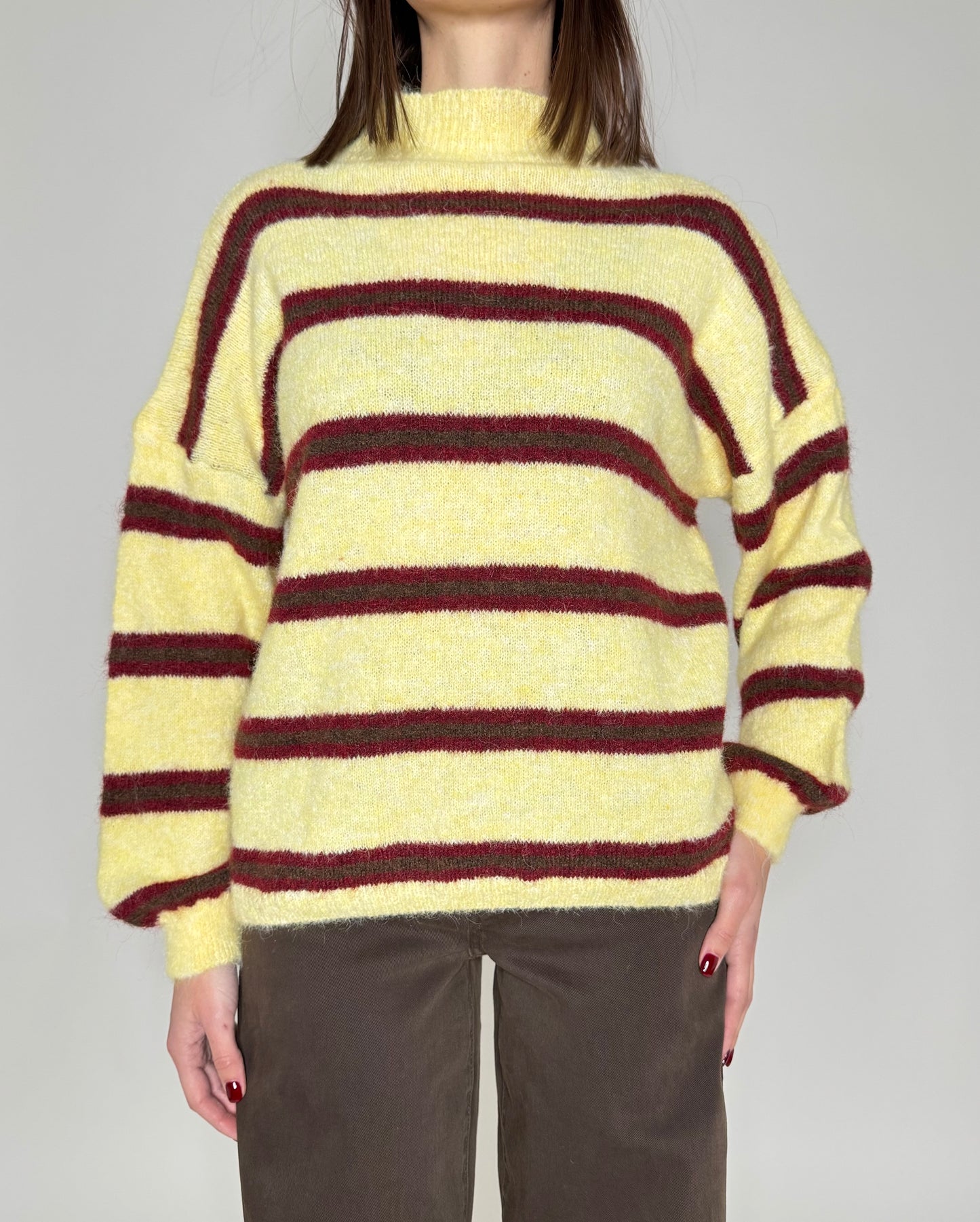 Pullover in misto lana righe giallo