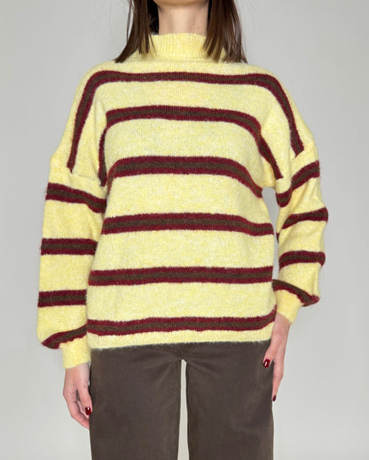 Pullover in misto lana righe giallo