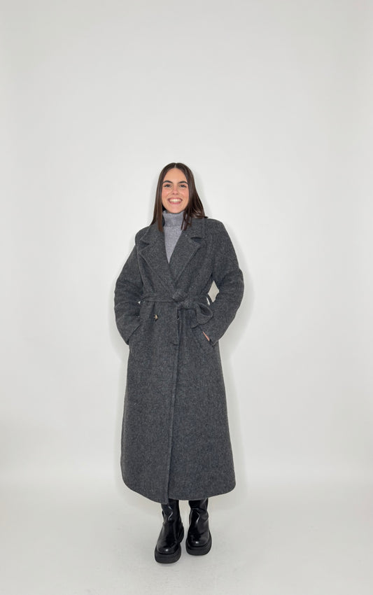 Cappotto doppiopetto in misto lana Piombo