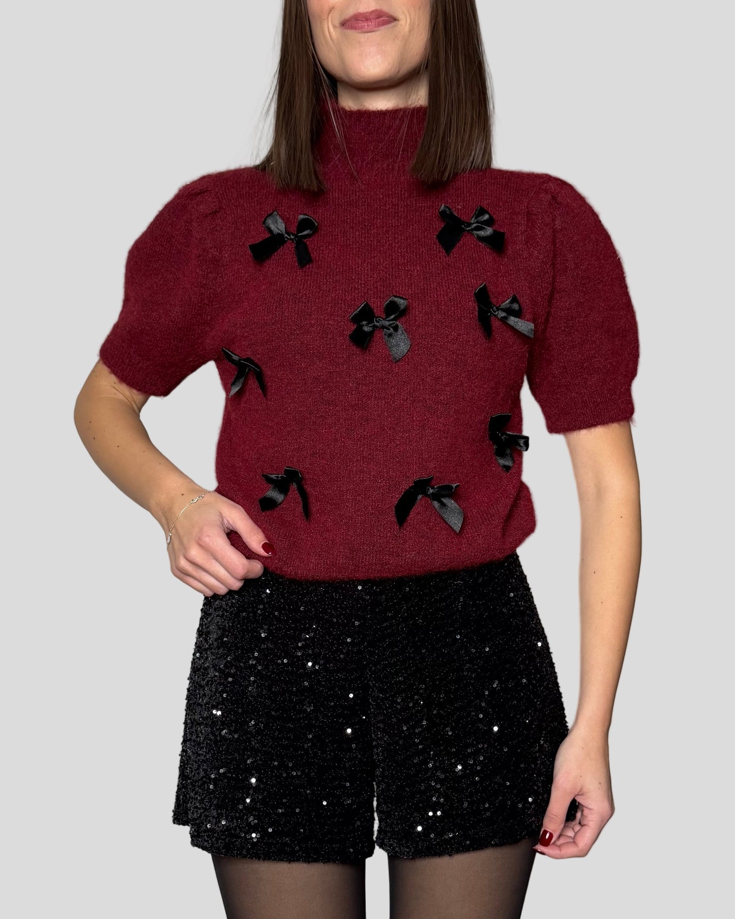 Shorts micro Paillettes Nero