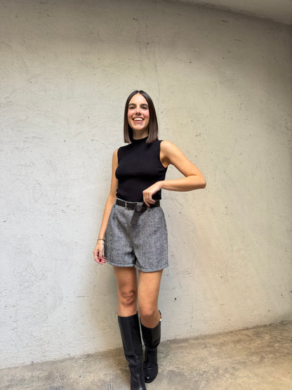 Shorts spigato misto lana