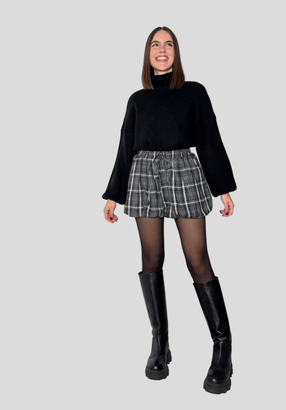 Pantaloncino fantasia scozzese a palloncino base nero