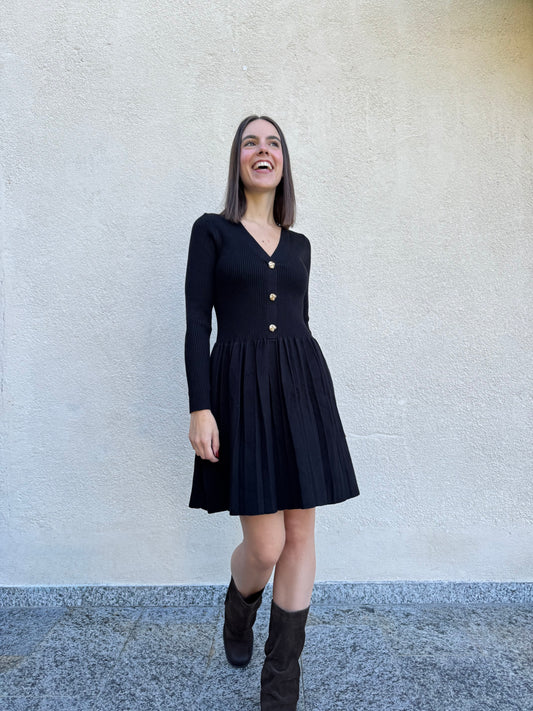 Abito Bambolina in calda viscosa Nero