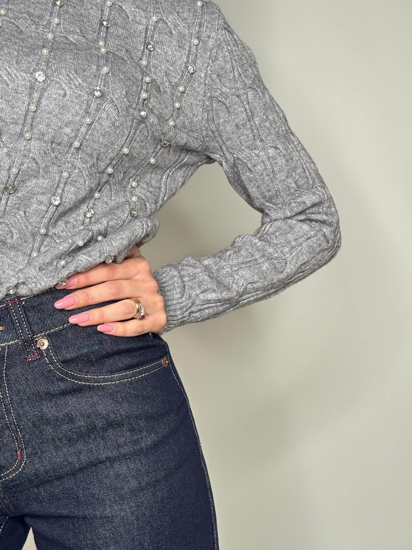 Maglia in calda viscosa gioiello Grigio