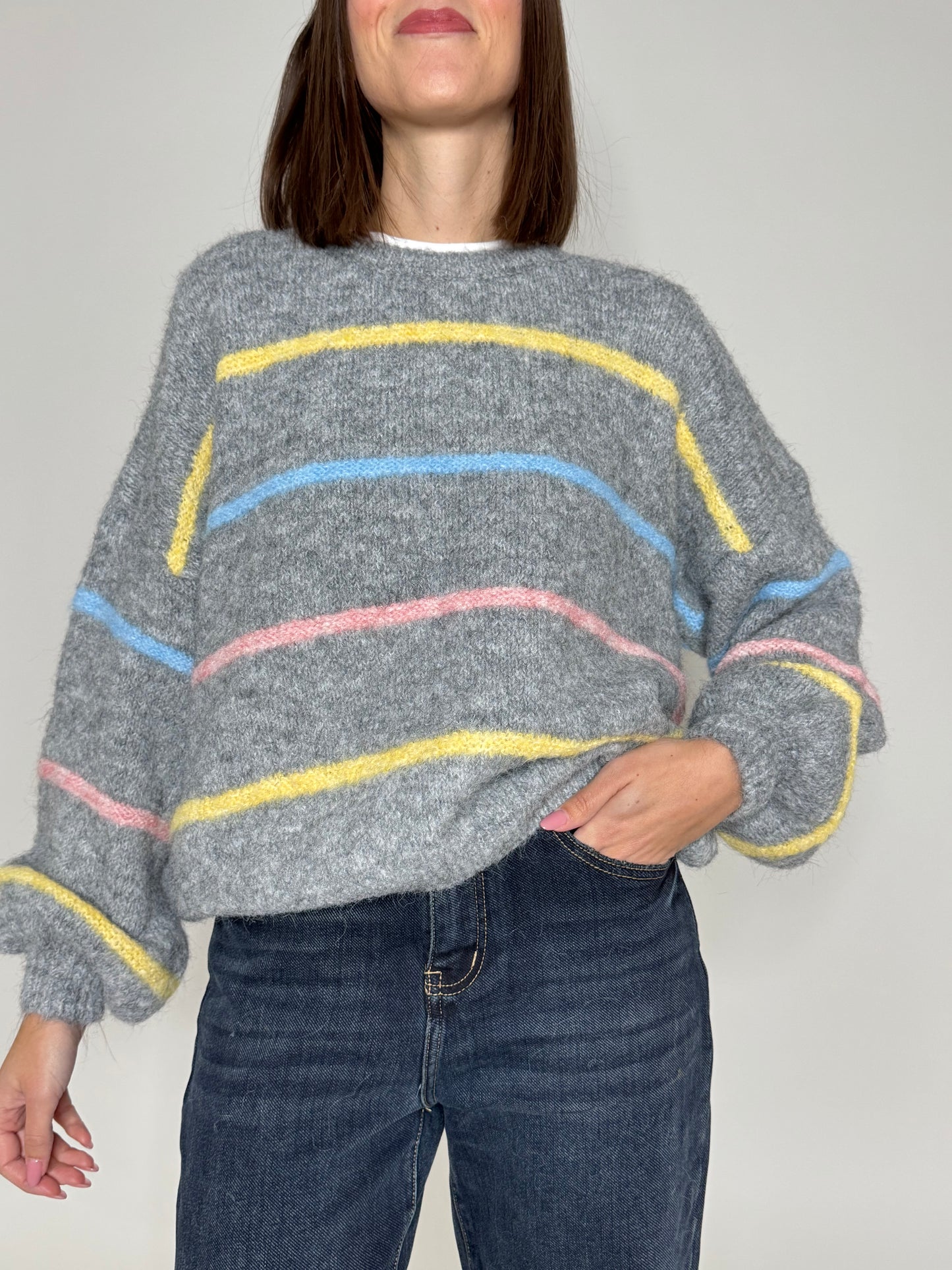 Pullover millerighe Grigio