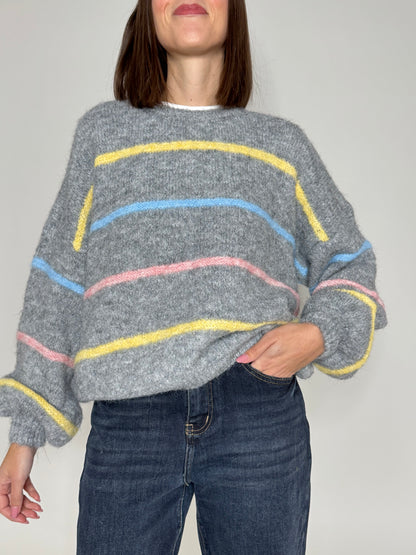 Pullover millerighe Grigio