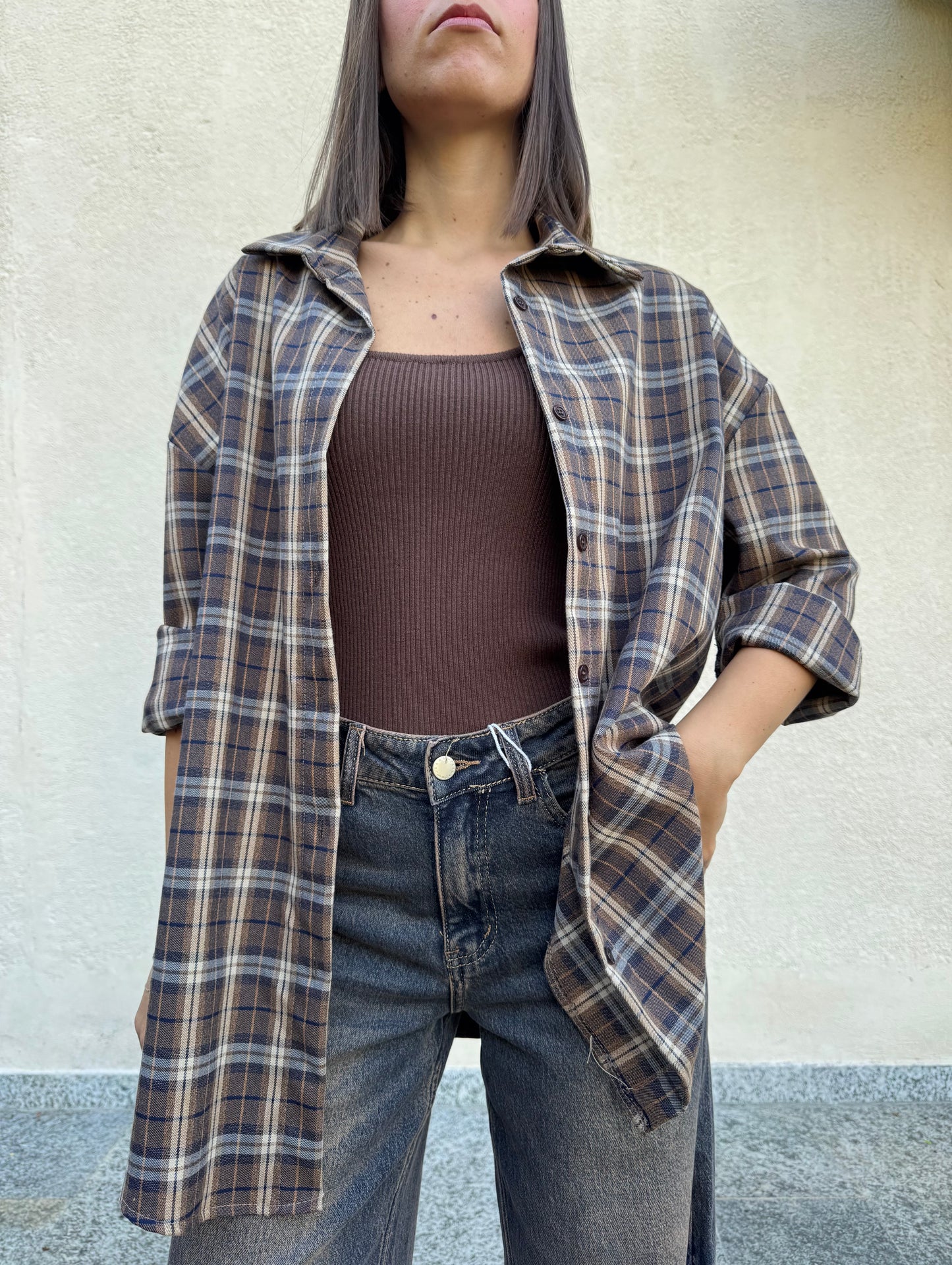 Camicia oversize stampa check a quadri