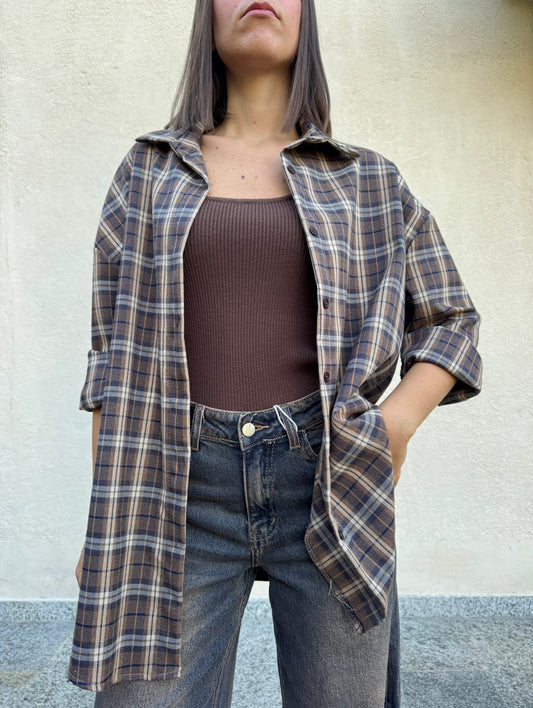 Camicia oversize stampa check a quadri