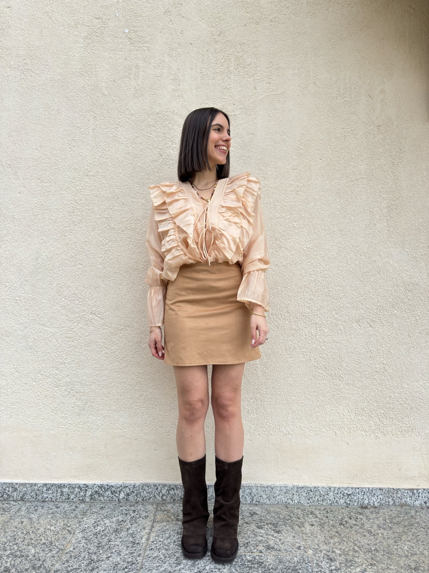 Gonna in suede scamosciata