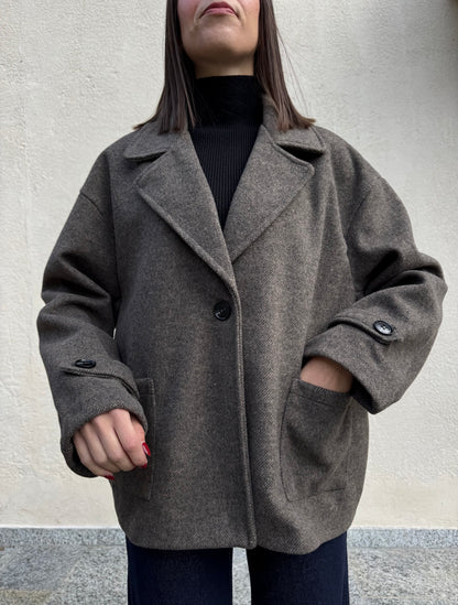 Cappotto corto monopetto moro
