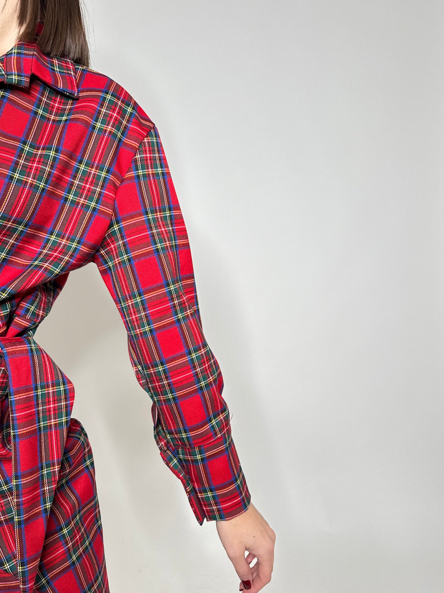 Abito portafoglio tartan in calda viscosa