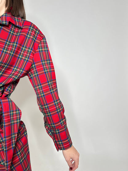 Abito portafoglio tartan in calda viscosa