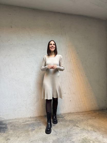 Abito Nina in calda viscosa Tortora