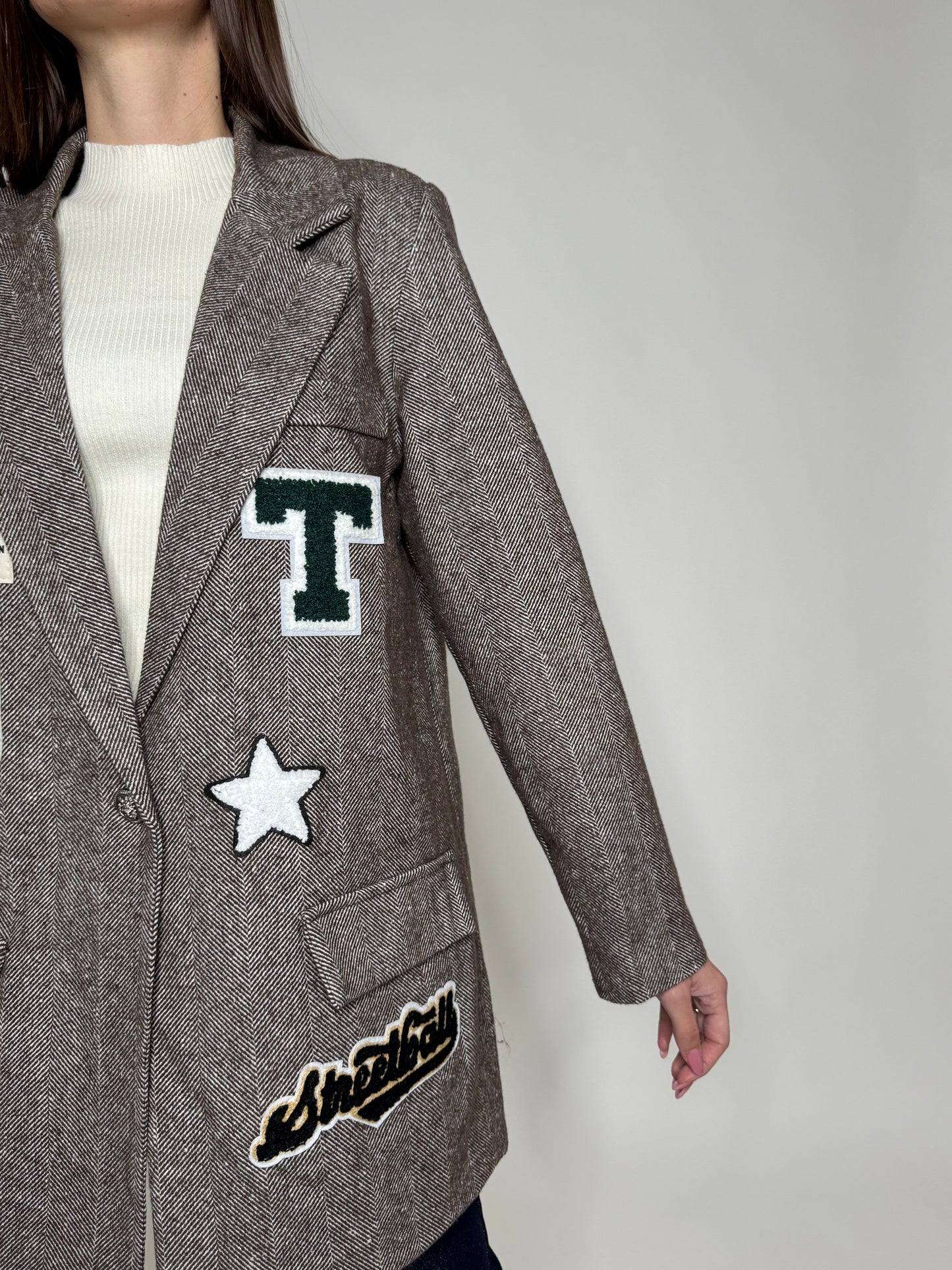 Giacca cappotto con patch Moro