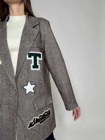 Giacca cappotto con patch Moro