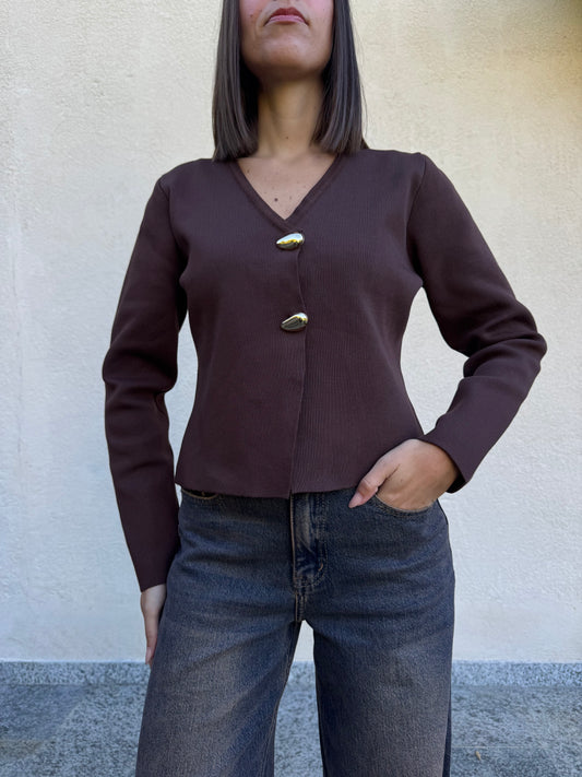 Cardigan gioiello cioccolato