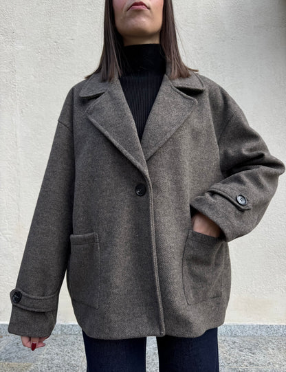 Cappotto corto monopetto moro