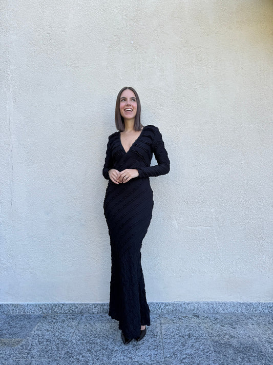 Abito Sirena effetto Goffrato Nero