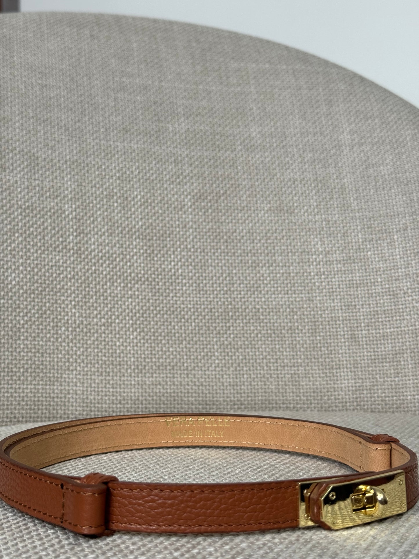 Cintura vera pelle martellata regolabile stile Hermes cuoio 2cm