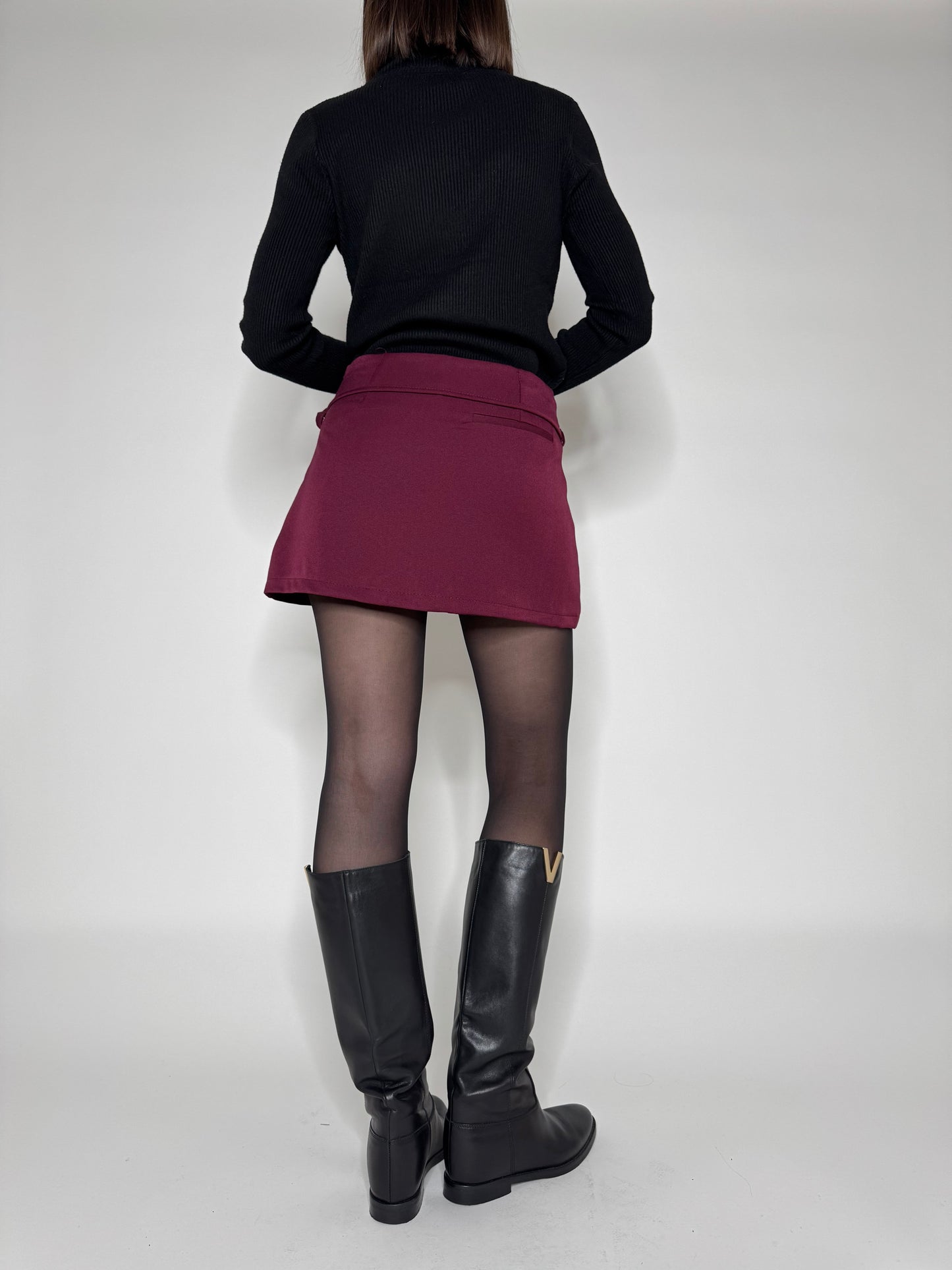 Gonna pantalone Borgogna con cintura