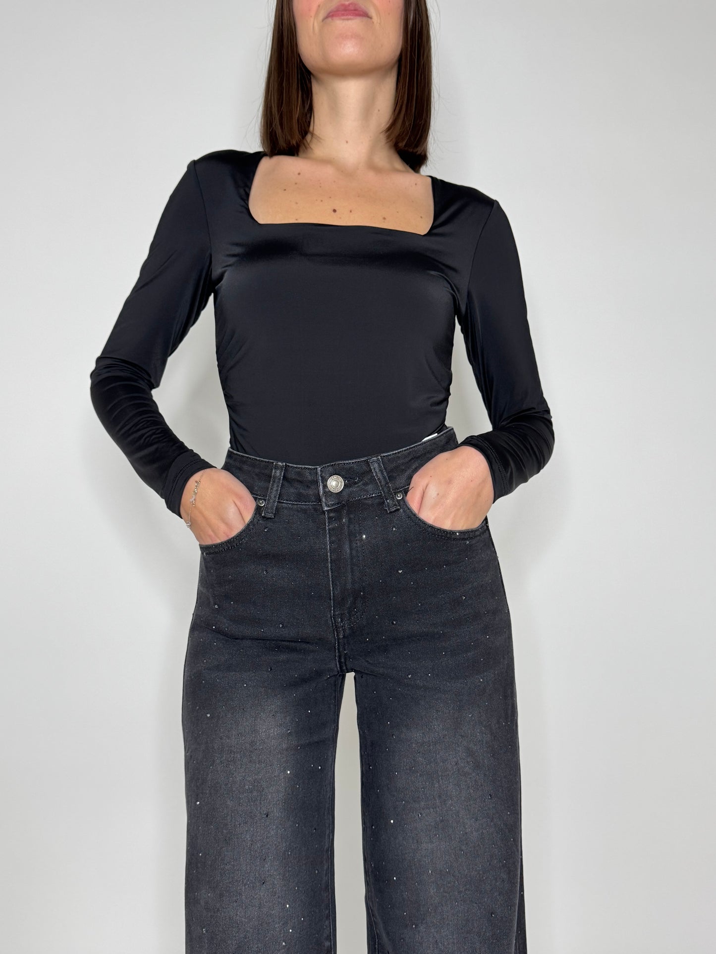 Body scollo quadrato in lycra