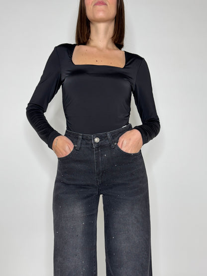 Body scollo quadrato in lycra